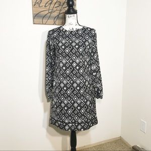 Anne Taylor Loft Sheath Midi Dress Diamond Print 0